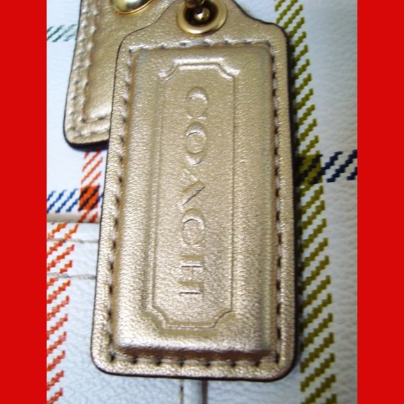 Coach Leather Tattersall Tote Cream & Multi-color - Picture 5 of 6